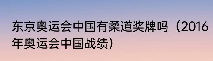 东京奥运会中国有柔道奖牌吗（2016年奥运会中国战绩）