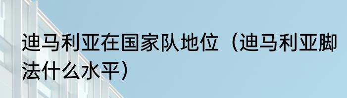迪马利亚在国家队地位（迪马利亚脚法什么水平）