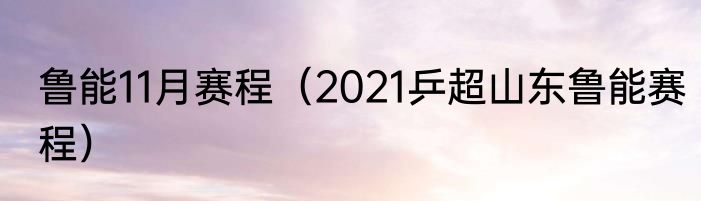 鲁能11月赛程（2021乒超山东鲁能赛程）