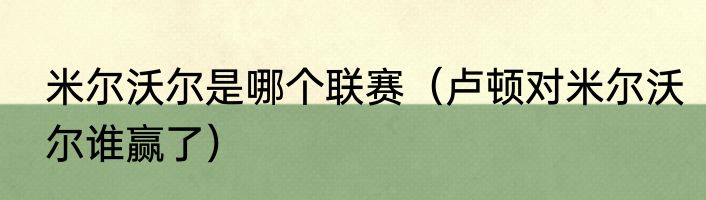 米尔沃尔是哪个联赛（卢顿对米尔沃尔谁赢了）