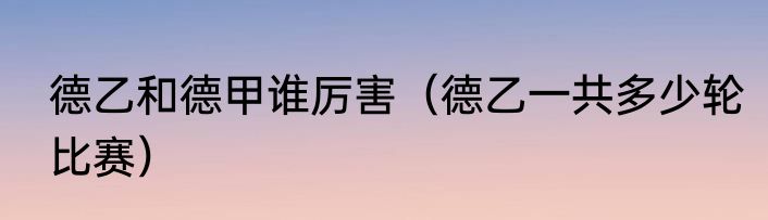德乙和德甲谁厉害（德乙一共多少轮比赛）