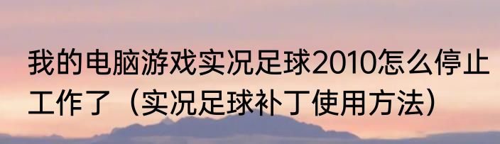 我的电脑游戏实况足球2010怎么停止工作了（实况足球补丁使用方法）