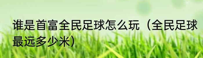 谁是首富全民足球怎么玩（全民足球最远多少米）