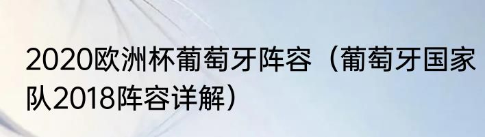 2020欧洲杯葡萄牙阵容（葡萄牙国家队2018阵容详解）