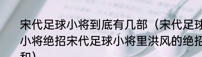 宋代足球小将到底有几部（宋代足球小将绝招宋代足球小将里洪风的绝招和）