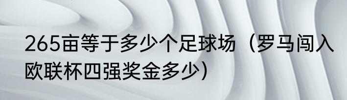 265亩等于多少个足球场（罗马闯入欧联杯四强奖金多少）