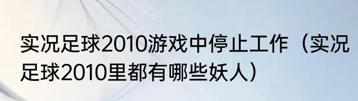 实况足球2010游戏中停止工作（实况足球2010里都有哪些妖人）