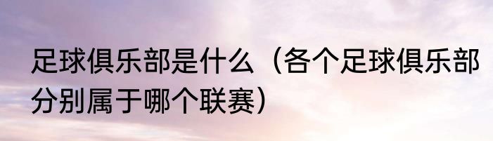 足球俱乐部是什么（各个足球俱乐部分别属于哪个联赛）