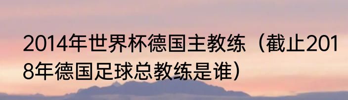 2014年世界杯德国主教练（截止2018年德国足球总教练是谁）