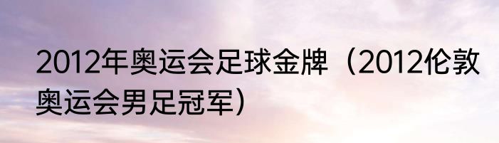 2012年奥运会足球金牌（2012伦敦奥运会男足冠军）