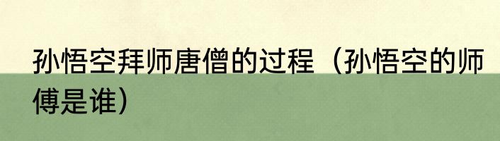 孙悟空拜师唐僧的过程（孙悟空的师傅是谁）