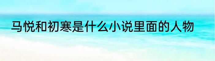 马悦和初寒是什么小说里面的人物