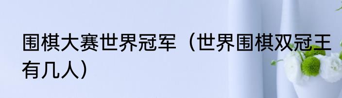 围棋大赛世界冠军（世界围棋双冠王有几人）