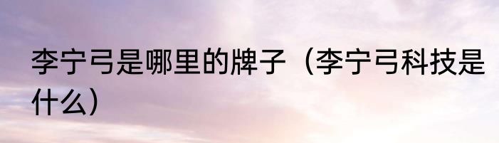 李宁弓是哪里的牌子（李宁弓科技是什么）