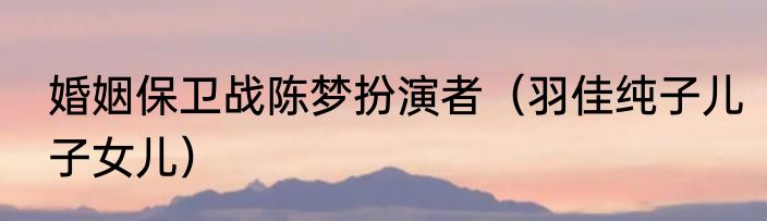 婚姻保卫战陈梦扮演者（羽佳纯子儿子女儿）