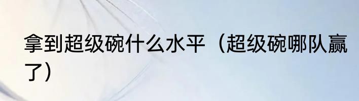 拿到超级碗什么水平（超级碗哪队赢了）