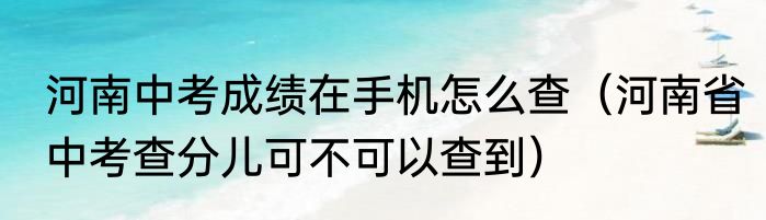 河南中考成绩在手机怎么查（河南省中考查分儿可不可以查到）