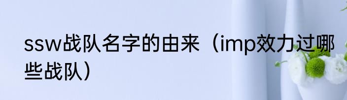 ssw战队名字的由来（imp效力过哪些战队）