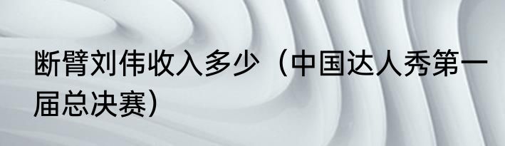 断臂刘伟收入多少（中国达人秀第一届总决赛）