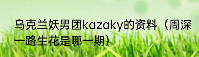 乌克兰妖男团kazaky的资料（周深一路生花是哪一期）