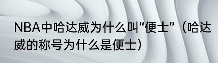 NBA中哈达威为什么叫“便士”（哈达威的称号为什么是便士）