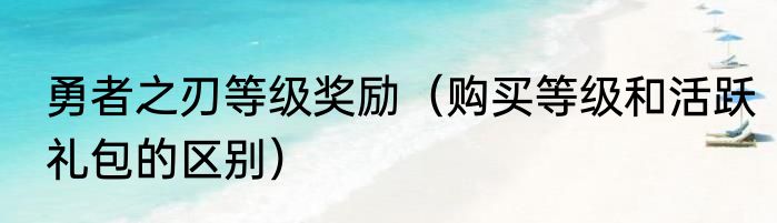 勇者之刃等级奖励（购买等级和活跃礼包的区别）