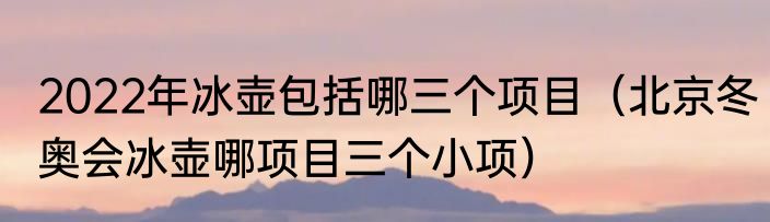 2022年冰壶包括哪三个项目（北京冬奥会冰壶哪项目三个小项）