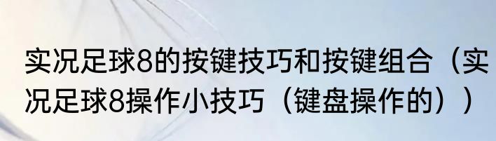 实况足球8的按键技巧和按键组合（实况足球8操作小技巧（键盘操作的））