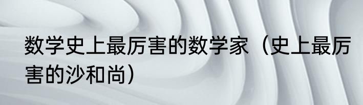 数学史上最厉害的数学家（史上最厉害的沙和尚）