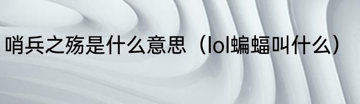 哨兵之殇是什么意思（lol蝙蝠叫什么）