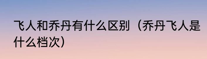 飞人和乔丹有什么区别（乔丹飞人是什么档次）