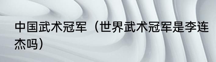 中国武术冠军（世界武术冠军是李连杰吗）