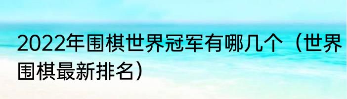 2022年围棋世界冠军有哪几个（世界围棋最新排名）