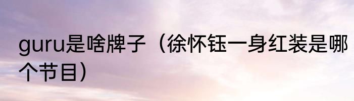 guru是啥牌子（徐怀钰一身红装是哪个节目）