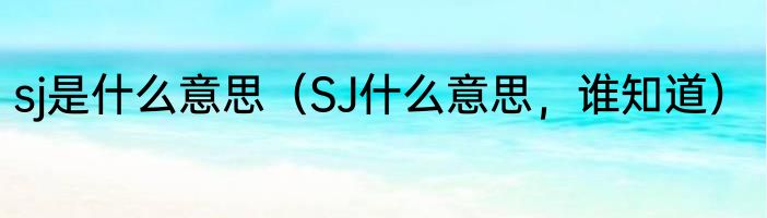 sj是什么意思（SJ什么意思，谁知道）