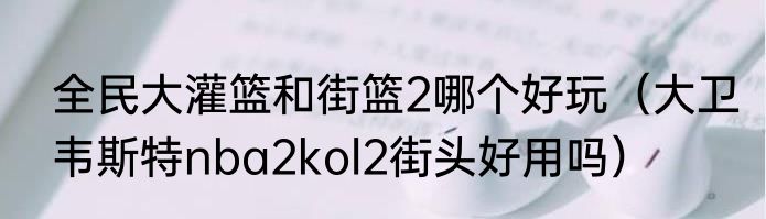 全民大灌篮和街篮2哪个好玩（大卫韦斯特nba2kol2街头好用吗）