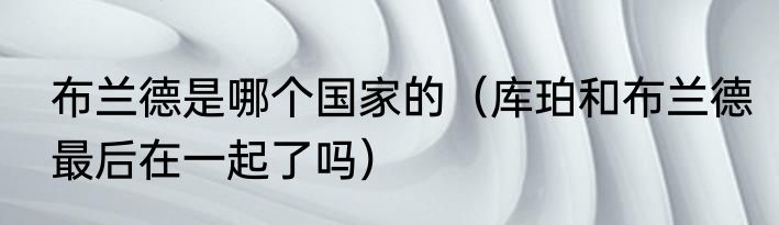 布兰德是哪个国家的（库珀和布兰德最后在一起了吗）