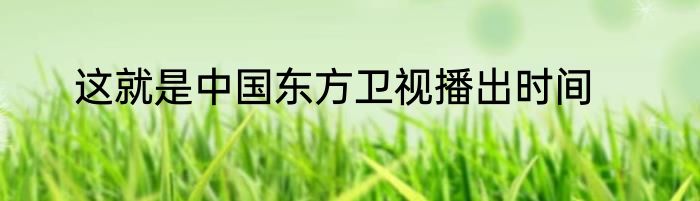这就是中国东方卫视播出时间