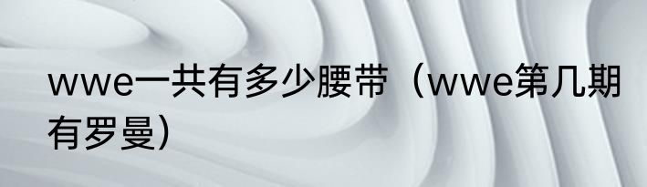 wwe一共有多少腰带（wwe第几期有罗曼）