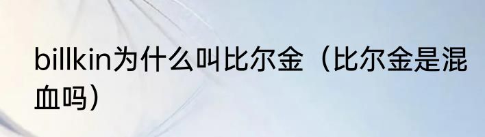 billkin为什么叫比尔金（比尔金是混血吗）