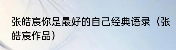 张皓宸你是最好的自己经典语录（张皓宸作品）