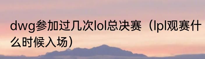 dwg参加过几次lol总决赛（lpl观赛什么时候入场）