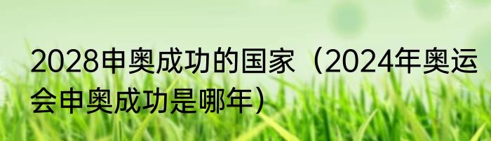2028申奥成功的国家（2024年奥运会申奥成功是哪年）