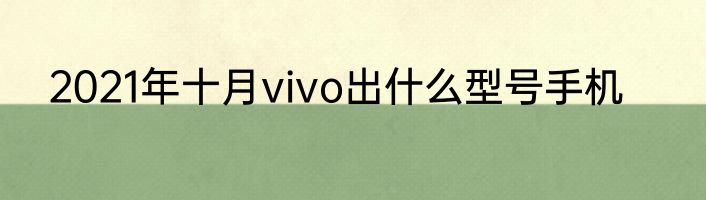 2021年十月vivo出什么型号手机