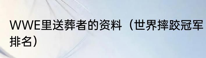 WWE里送葬者的资料（世界摔跤冠军排名）