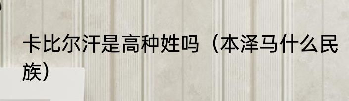 卡比尔汗是高种姓吗（本泽马什么民族）