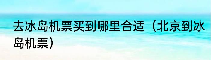 去冰岛机票买到哪里合适（北京到冰岛机票）