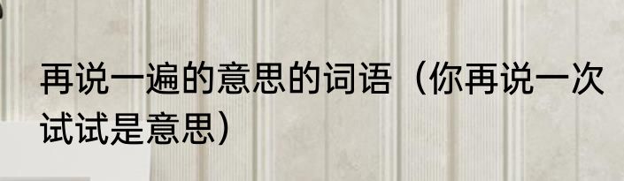 再说一遍的意思的词语（你再说一次试试是意思）