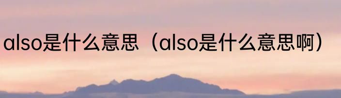 also是什么意思（also是什么意思啊）