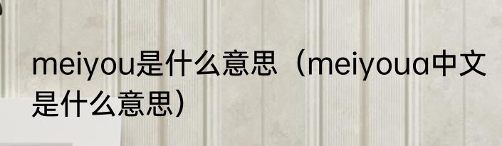 meiyou是什么意思（meiyoua中文是什么意思）